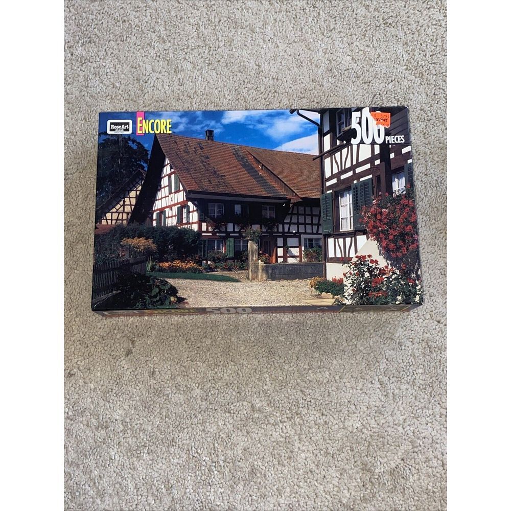 ART ENCORE ROSE VINTAGE 1993 500 PIECE JIGSAW,Swiss‎ Farmhouses No.06052-13x19In